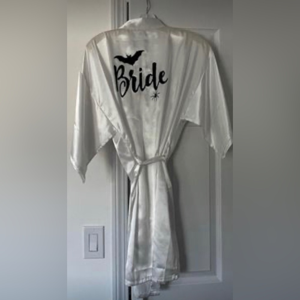 Spooky White Silky Bridal Robe